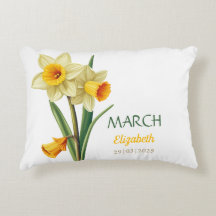 Mars födelsedag Daffodil Bird Flower Personlig