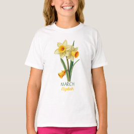 Mars födelsedag Daffodil Bird Flower Personlig T Shirt