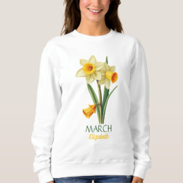 Mars födelsedag Daffodil Bird Flower Personlig T Shirt