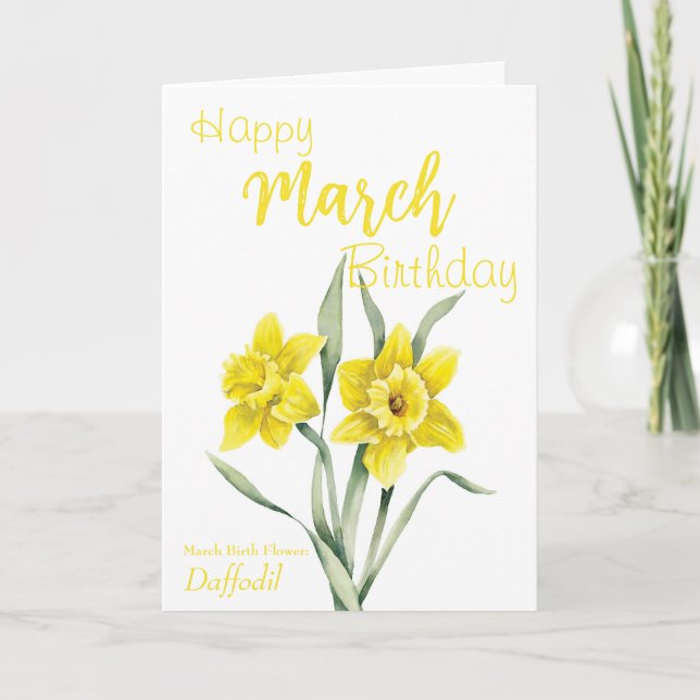 Mars födelsedag Daffodil Birtud Flower Kort (Framsida)