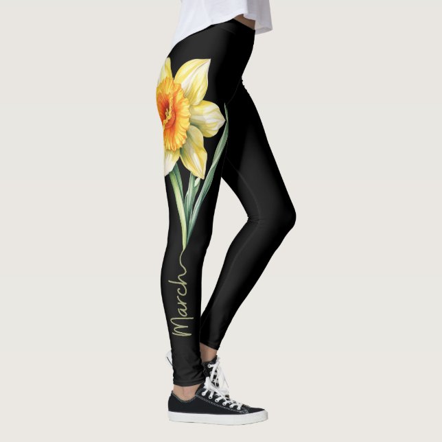 Mars födelsedag, Gult Daffodil på Black Leggings (Höger)