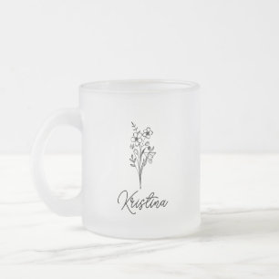 Mars födelsedagsblomma & Elegant namn i skrivstil Frostad Glasmugg