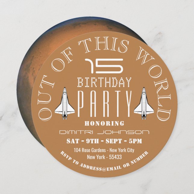 Mars, Födelsedagsfest för blanksteg Inbjudningar (Fram/baksida)