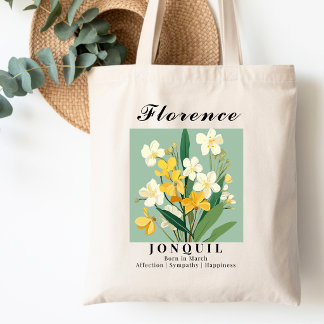 Mars Födelsemånad Blomma Jonquil Shopping Bomull Tygkasse