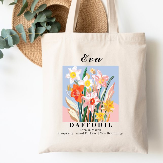 Mars Födelsemånad Blomma Narciss Gul Shopping Tygkasse (Skapare uppladdad)