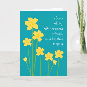 Mars födelsemånad Daffodils Grattis på födelsedage Kort