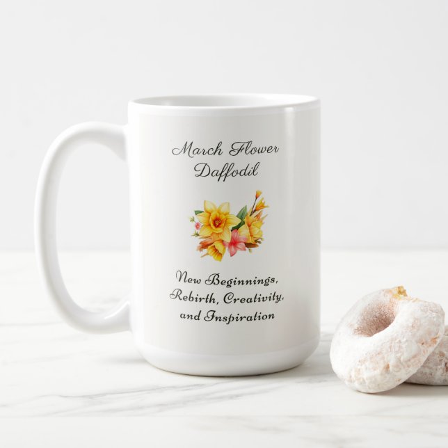 Mars födelsemånad Flower Daffodil Birth Gift Kaffemugg (Med munk)