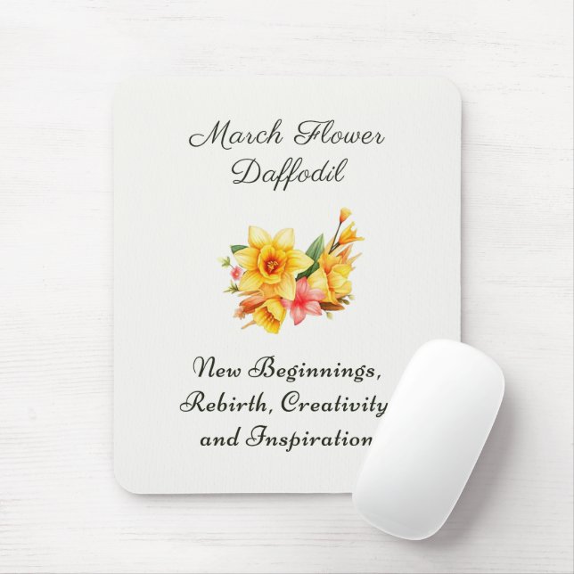 Mars födelsemånad Flower Daffodil Birth Gift Musmatta (Med mus)