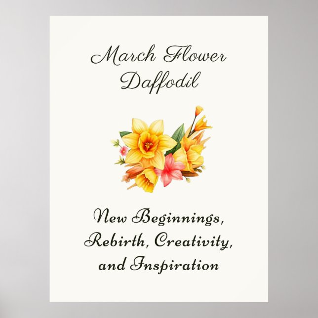 Mars födelsemånad Flower Daffodil Birth Gift Poster (Framsidan)
