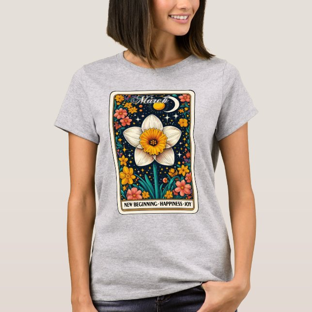 Mars födelsemånad Flower Daffodil T-Shirt (Framsida)