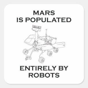 Mars fylls i helt av robotar fyrkantigt klistermärke