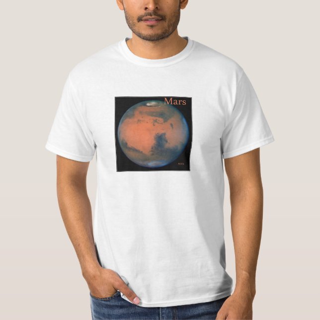 Mars Globe av Hubble och NASA T Shirt (Framsida)