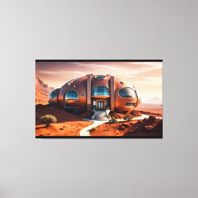Mars Habitat Alpha - AI Sci-Fi Architecture Canvastryck (Framsida)