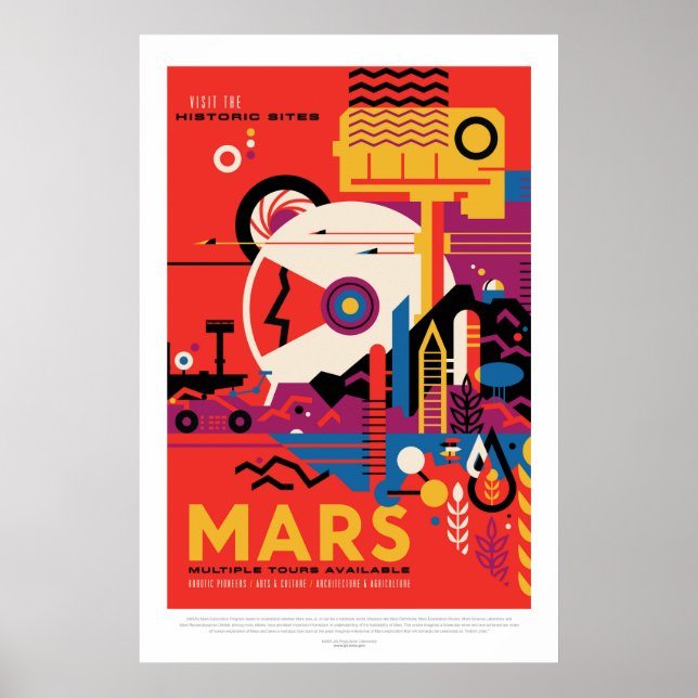 Mars Historic Sight-semesterreklam för rymdturism Poster (Framsidan)