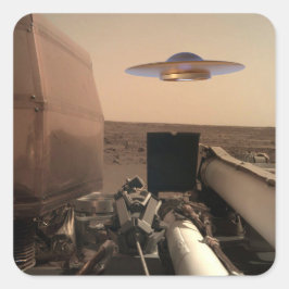 Mars InSight Alien UFO Saucer-påträffare Fyrkantigt Klistermärke