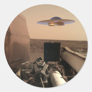 Mars InSight Alien UFO Saucer-påträffare Runt Klistermärke