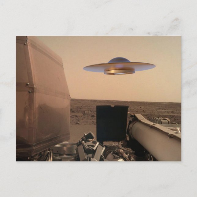 Mars InSight Alien UFO Saucer-påträffare Vykort (Framsida)