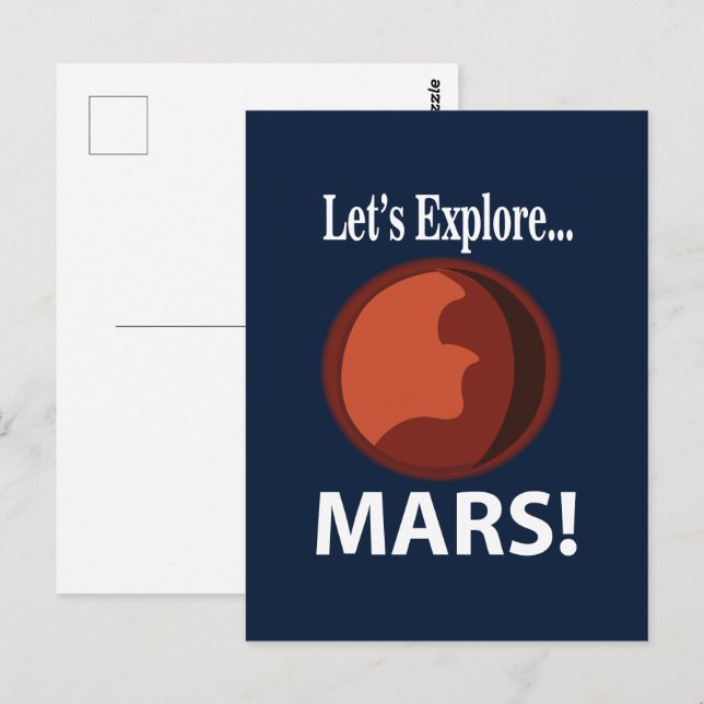 Mars Låt oss Utforska Mars Vykort (Fram/baksida)