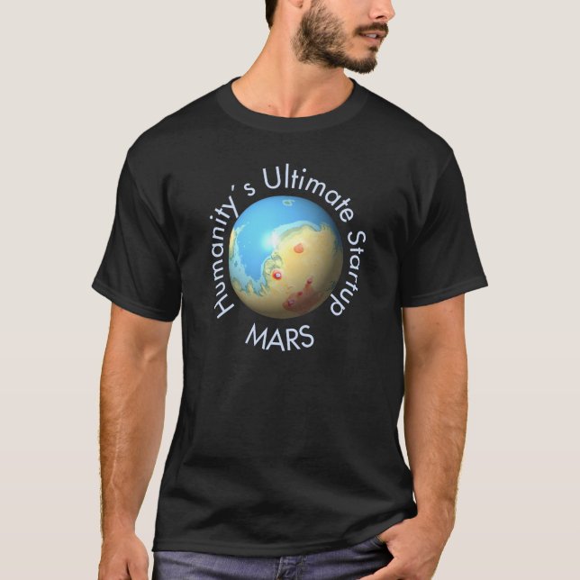 Mars Mola karta efter terraformation Tee Shirt (Framsida)