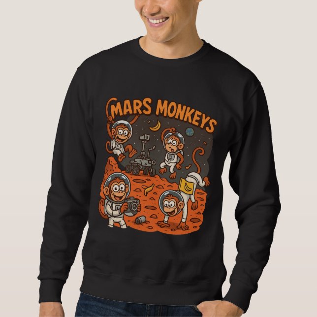 Mars Monkey lustigt djur Lång Ärmad Tröja (Framsida)