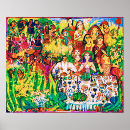 Mars Naive Folk Art Vår Firande Poster