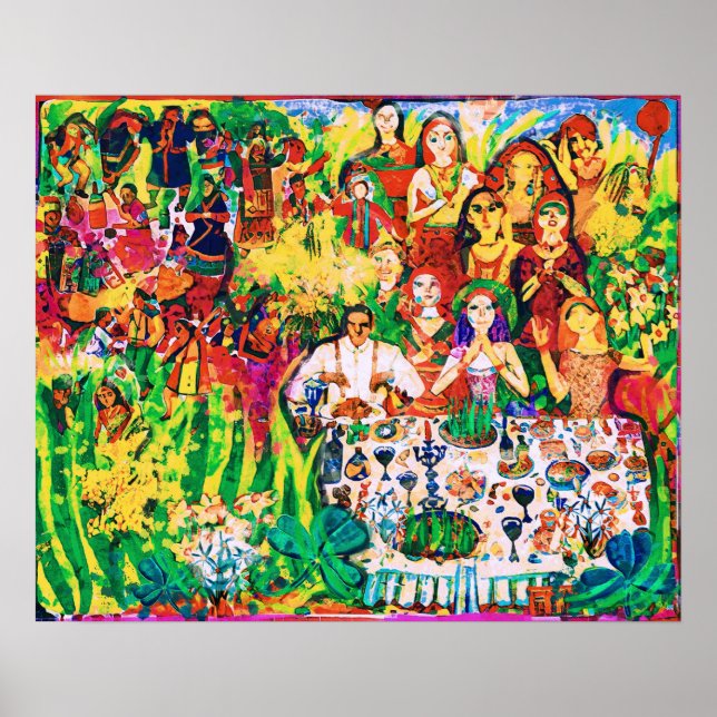 Mars Naive Folk Art Vår Firande Poster (Framsidan)