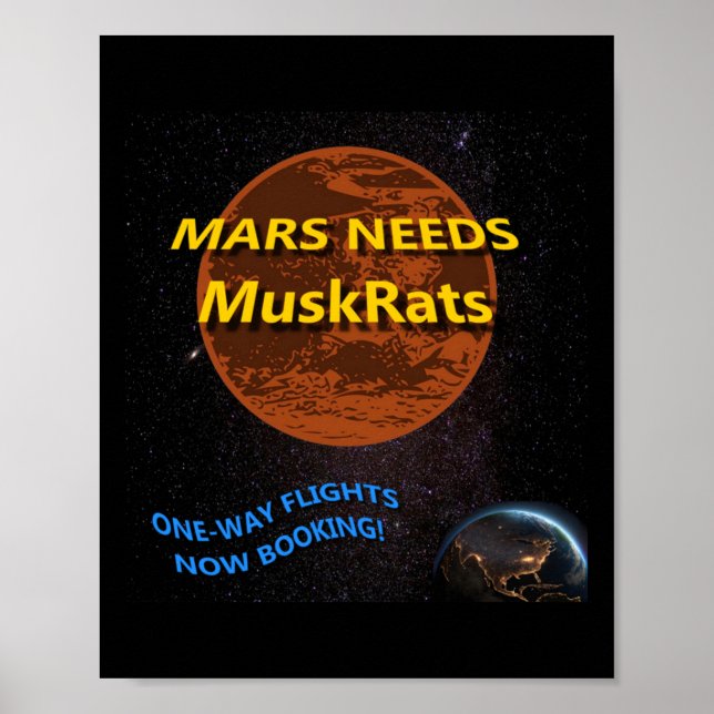 Mars Needs Muskrats Sticker Poster (Framsidan)