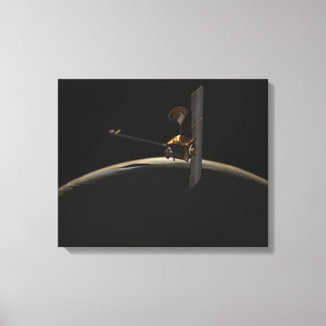 Mars Odyssey-rymdfarkoster över martisk soluppgång Canvastryck (Framsida)