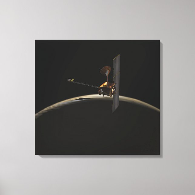 Mars Odyssey-rymdfarkoster över martisk soluppgång Canvastryck (Framsida)