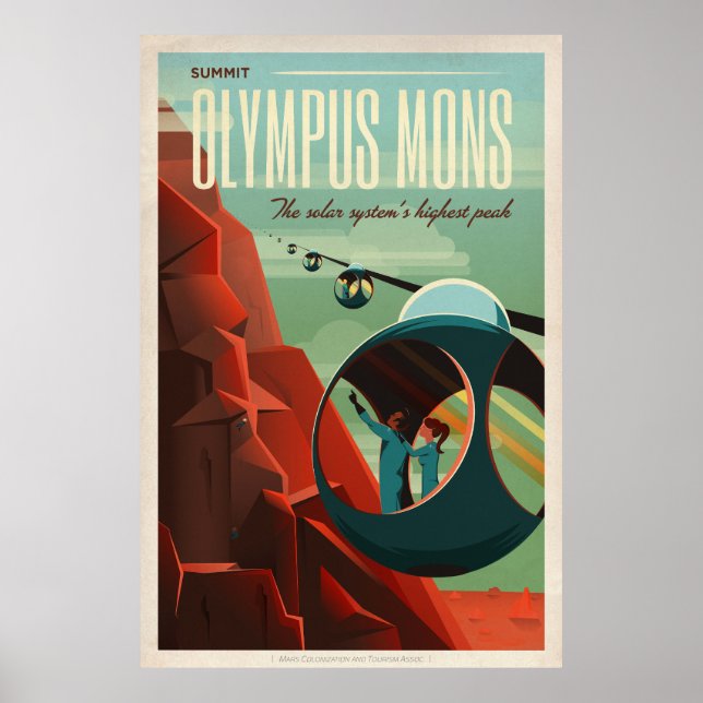 Mars Olympus Mons Highest Volcano Solar System Poster (Framsidan)