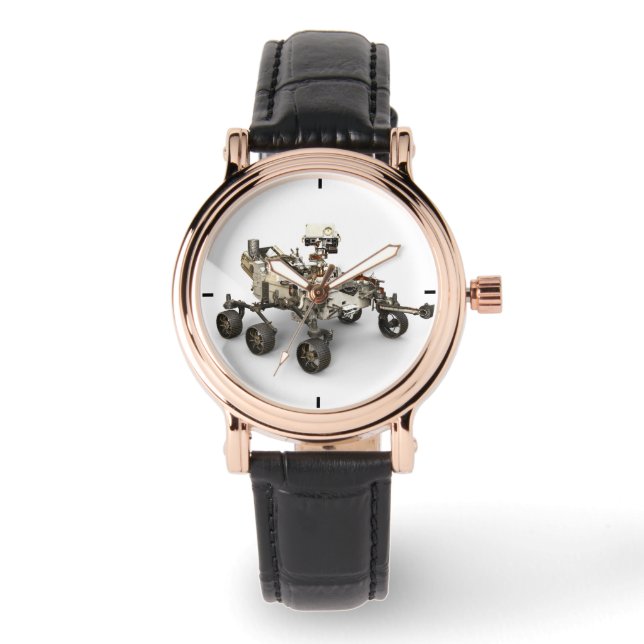 Mars Perseverance roterar på vit bakgrund. Armbandsur (Framsida)