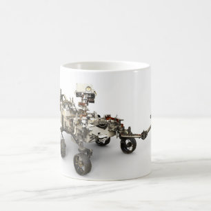 Mars Perseverance roterar på vit bakgrund. Kaffemugg
