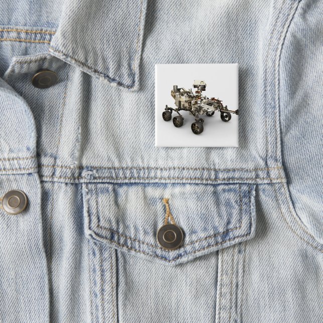 Mars Perseverance roterar på vit bakgrund. Knapp (In Situ)