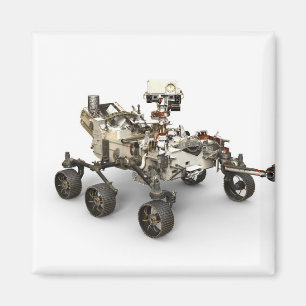 Mars Perseverance roterar på vit bakgrund. Magnet