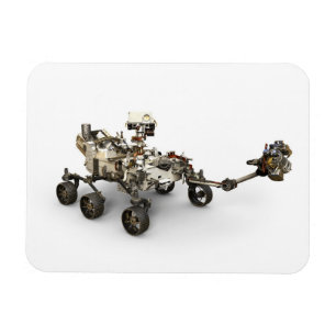 Mars Perseverance roterar på vit bakgrund. Magnet