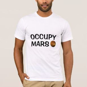 Mars planet t-shirt med en text av ockermärken.
