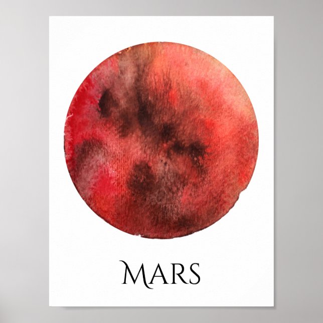 Mars Planet Watercolor Poster (Framsidan)