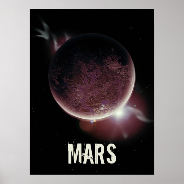 Mars Red planet 3d universum rymdillustration Poster (Framsidan)