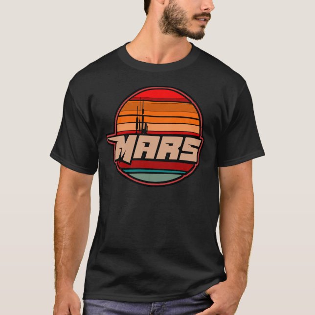 Mars Red planet Exploration logotyp emblem T Shirt (Framsida)