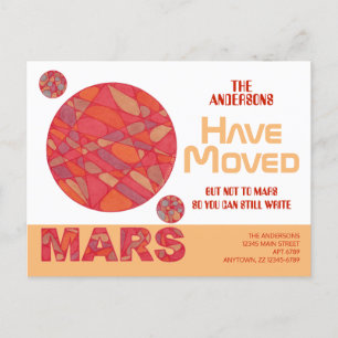 Mars Red Planet Funny Space Theme Adress Flytta Meddelande Vykort