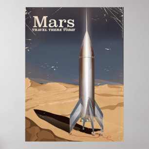 Mars - resa dit i dag poster vintage resor