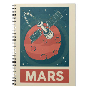 Mars Retro Galaxy Satellite Anteckningsbok