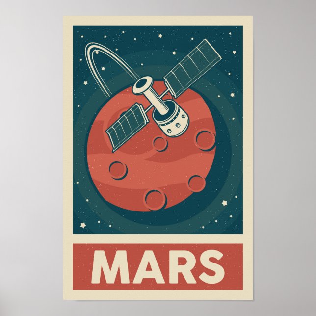 Mars Retro Galaxy Satellite Poster (Framsidan)