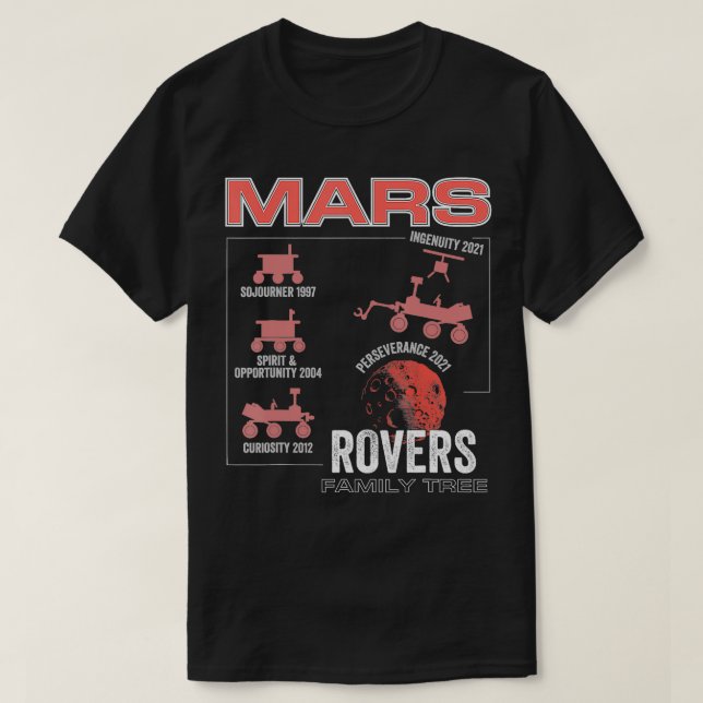 Mars rover-familjen träd rymdsutforskning Marland T Shirt (Design framsida)