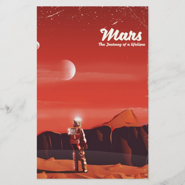Mars Science fiction vintage resemålningaffisch Brevpapper (Framsida)