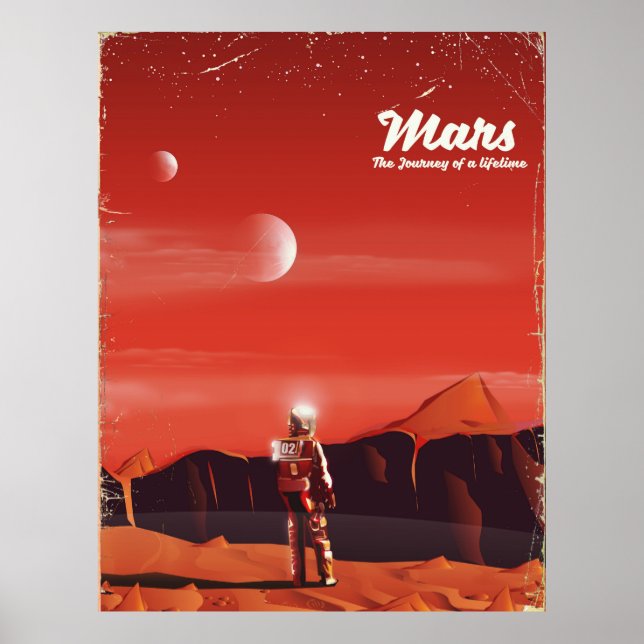 Mars Science fiction vintage resor poster (Framsidan)