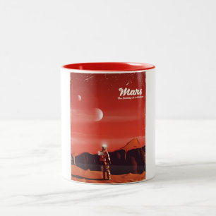 Mars Science fiction vintage resor poster Två-Tonad Mugg