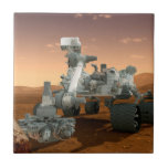 Mars Science Laboratory Curiosity Rover. 4 Kakelplatta<br><div class="desc">Artists idé om mars Science Laboratory Curiosity Rover, en mobil robot för att undersöka Mars tidigare eller nuvarande förmåga att upprätthålla mikrobiellt liv. I bild utreder roven ett sten på Mars med en uppsättning verktyg i slutet av rovens arm, som sträcker sig omkring 7 fot. Två instrument vid arm kan...</div>