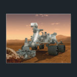 Mars Science Laboratory Curiosity Rover. 4 Vykort<br><div class="desc">Konstnärlig tolkning av Mars Science Laboratory Curiosity, en mobil robot för att undersöka Mars förflutna eller nuvarande förmåga att upprätthålla mikrobiellt liv. I denna bild undersöker rovern en sten på Mars med en uppsättning verktyg i änden av roverns arm, som sträcker sig ca 2, 1 meter. Två instrument på armen...</div>