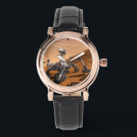 Mars Science Laboratory Curiosity Rover. Armbandsur<br><div class="desc">Artist concept of Mars Science Laboratory Curiosity rover, a mobile robot for investigating Mars' past or present ability to sustain microbial life. In this picture, the rover examines a rock on Mars with a set of tools at the end of the rover's arm, which extends about 7 feet. Two instruments...</div>